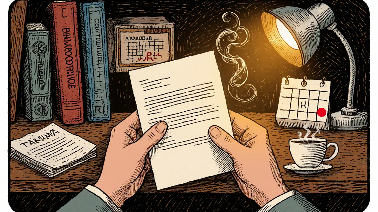 Terapeut čte stručný e-mail s popisem potřeb klienta při pracovním stole.