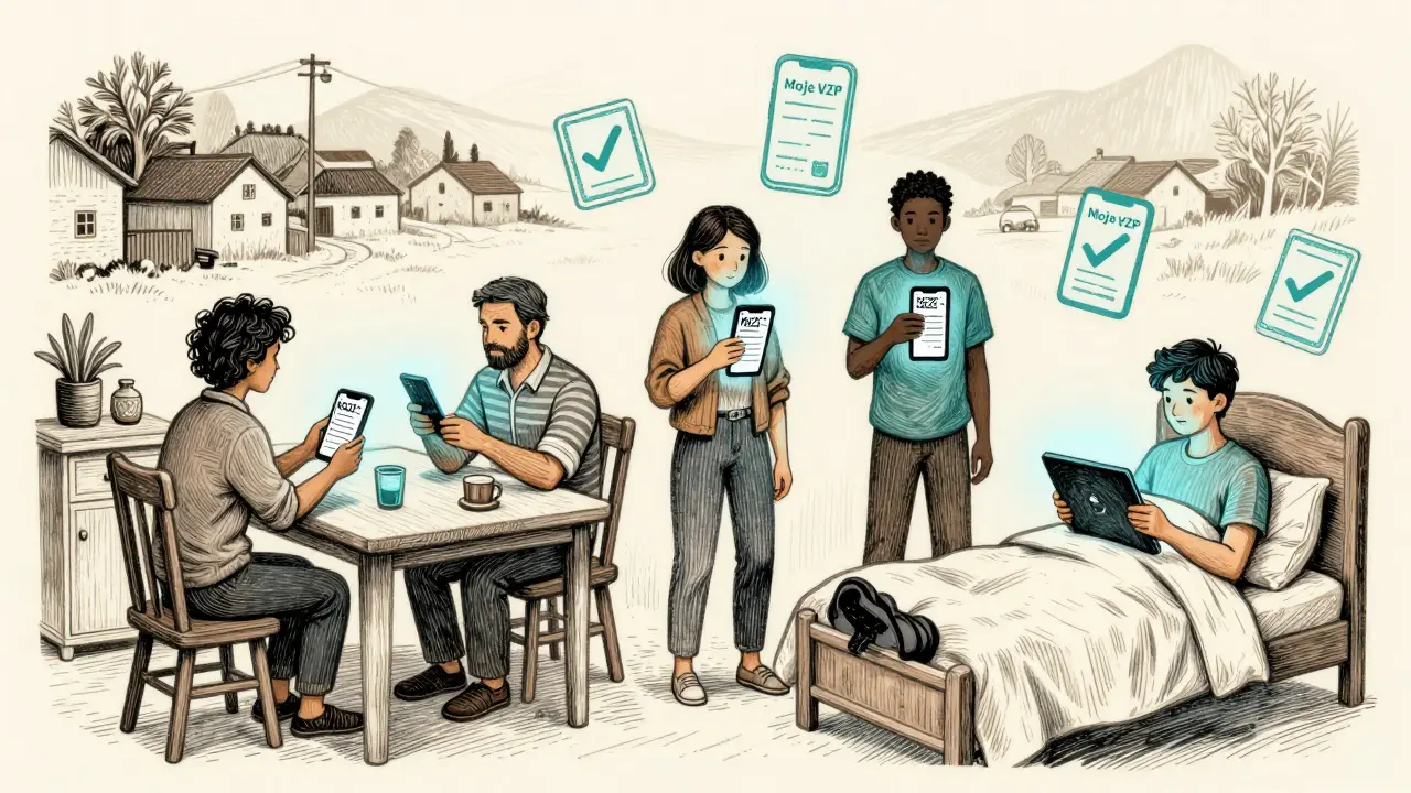 Lidé odesílají potvrzení o psychoterapii prostřednictvím mobilní aplikace.