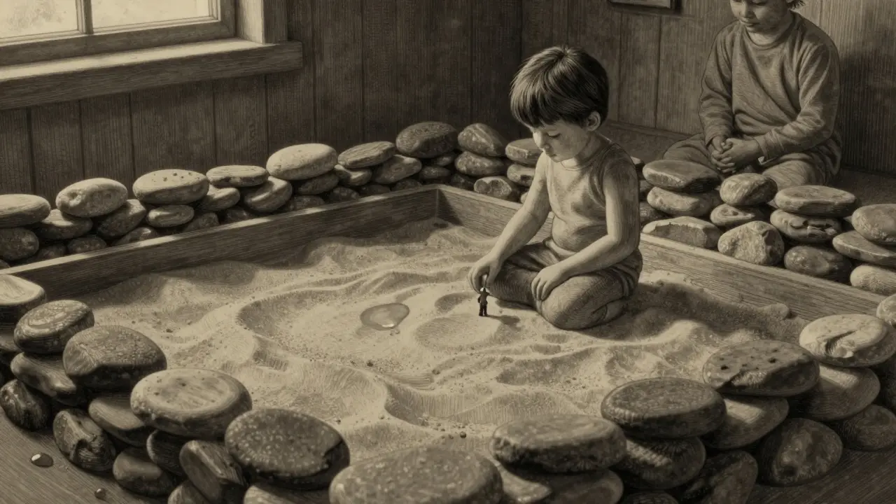 Pískoterapie: Jak práce s pískem pomáhá dětem zpracovat trauma bez slov