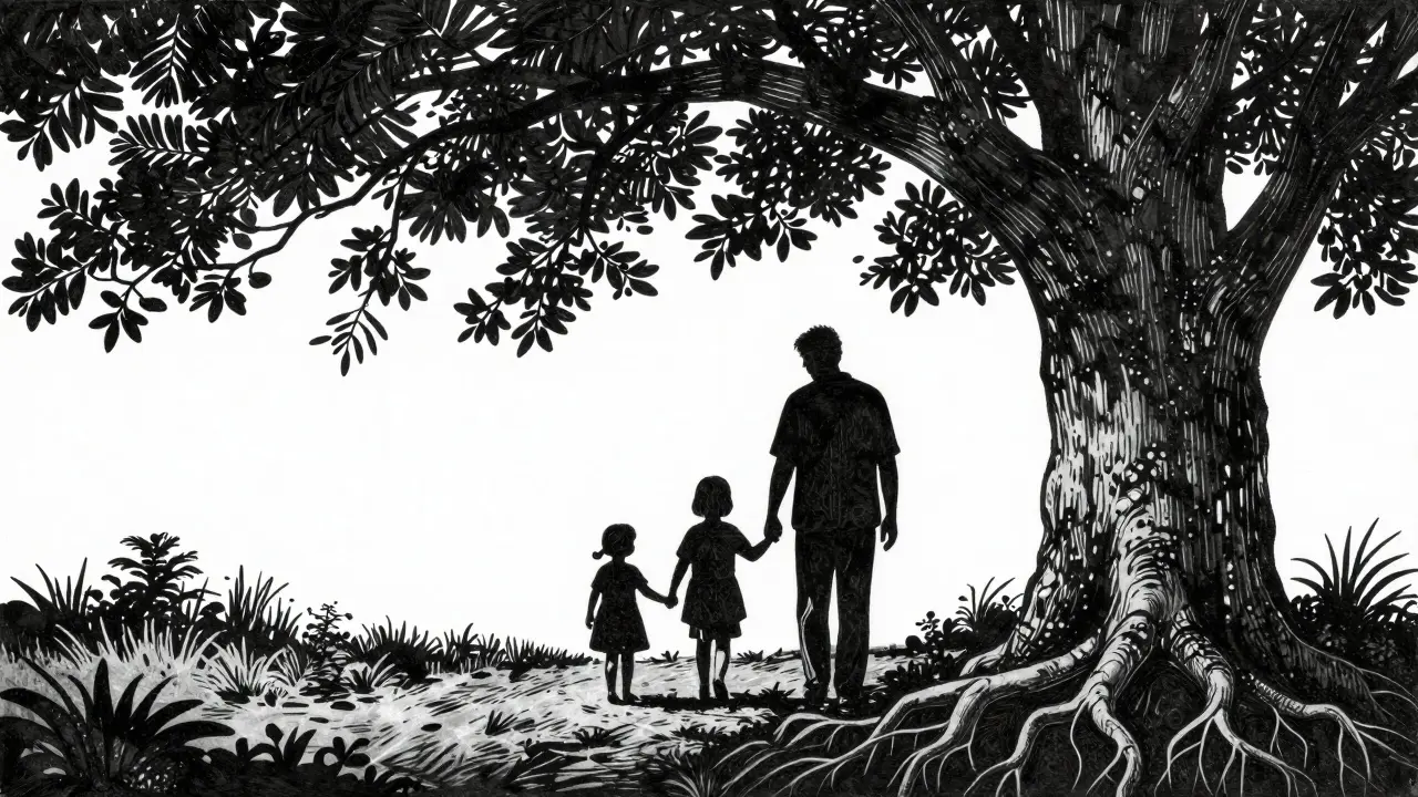 Rodina spolu na cestě k budoucímu bezpečí a psychické stabilitě.