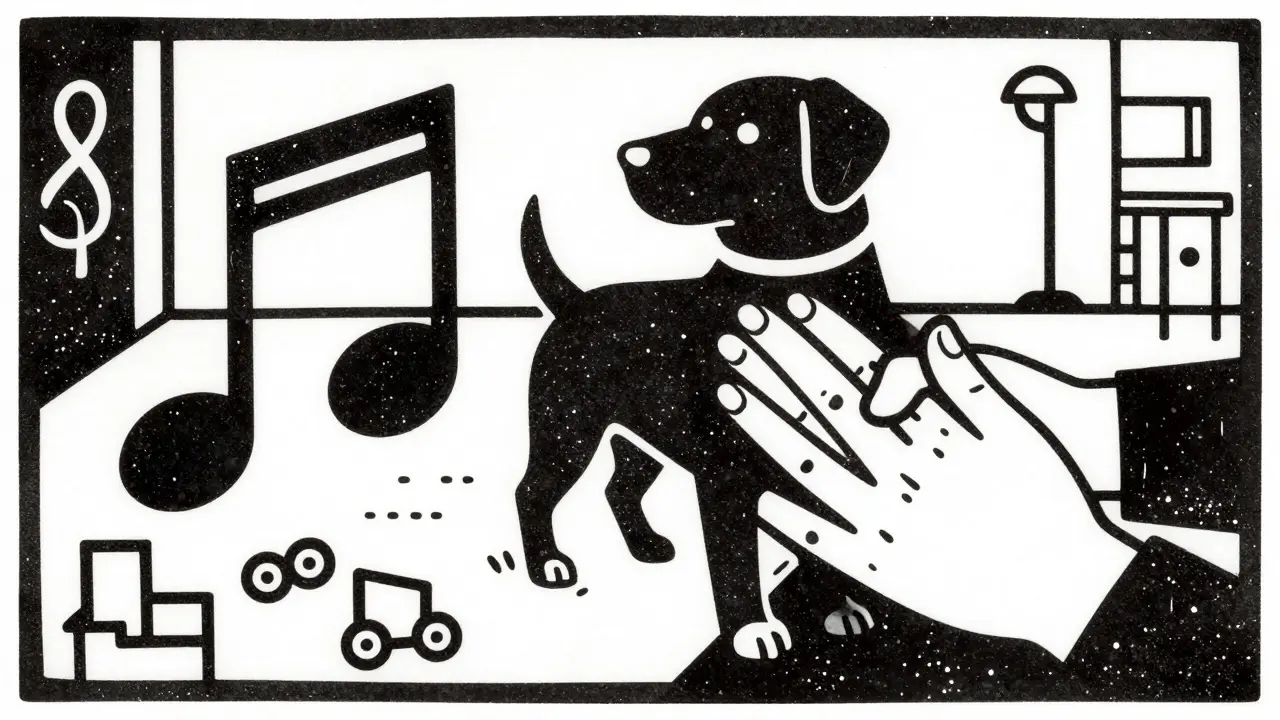 Symbolické znázornění hudební, zooterapie a smyslového prostoru.