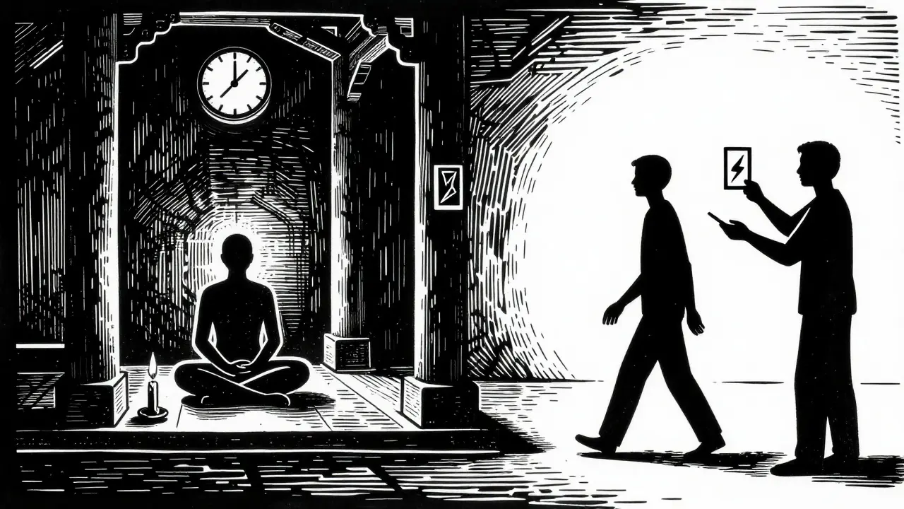 Kontrast mezi tradiční meditací a adaptovaným mindfulness pro lidi s PAS.