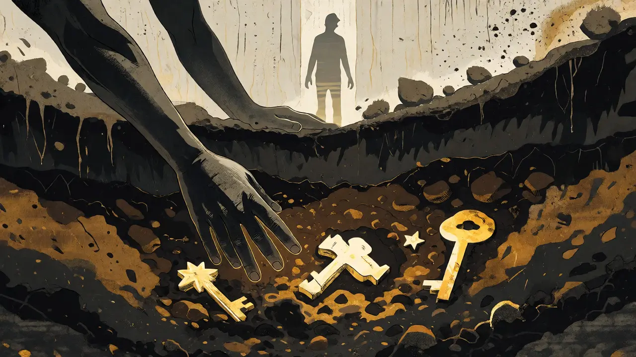 Dřevořezová ilustrace odkrývající skryté síly a pozitivní momenty pod povrchem negativního příběhu.